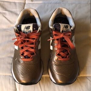 New Balance Athletic Shoes in Bronze and Red